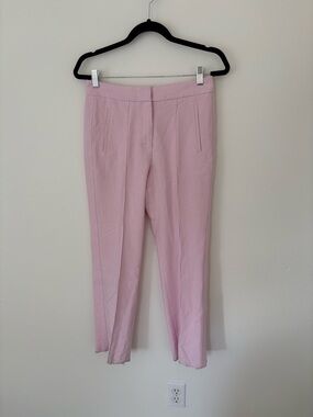 ME + EM Women's Pink Linen Tailored Ankle Pleated Pants